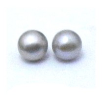 Grey 3.5-4mm Half Drilled Round Pair